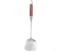 Ustensiles de cuisine résistants à la chaleur en acier inoxydable avec poignée en bois pour sauter, soupe et sauce - Cuillère de cuisine professionnelle 30 cm (A)