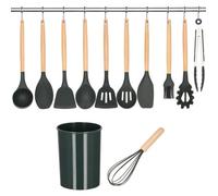 Ustensiles de cuisine - SPRINGOS® - Set de 12 pièces - Silicone - Noir - Contemporain