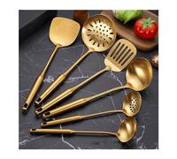 ustensiles de cuisine, Ustensiles de cuisine en acier inoxydable Ensemble doré Spatule Pelle Pince à soupe Accessoires Outils cuisson