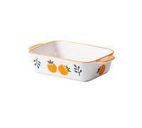 Ustensiles de cuisson Plat de cuisson en céramique, four spécial, rectangulaire, Double oreilles, plat for Spaghetti Plaques de four(Orange,500ml)