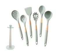 Ustensiles en silicone - 7 pièces résistantes à la chaleur - Cuillère de cuisine, louche à soupe, spatule, spatule - Pour casseroles, poêles, pâtisserie, mélange, préparation des repas