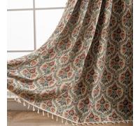 USTIDE Rideau rustique shabby en jacquard à motif floral, 1 panneau occultant vintage en dentelle et macramé de style jardin, 150x180 cm
