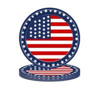 USUKUSI Lot de 50 grandes assiettes rondes en carton motif drapeau américain jetables de 22,9 cm, pour le jour de l'indépendance, les pique-niques, toutes les occasions