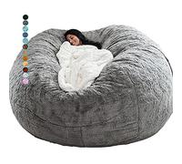 USYIBIBI Pouf Housse de Chaise pour Adultes Géant Rond Doux Moelleux Fausse Fourrure Pouf Canapé-Lit Couverture Meubles De Salon