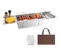 UTEN Barbecue Charbon Pliable Portable Inox,Grill BBQ Camping Pique-Nique Jardin Extérieur 78x21,5 cm avec Sac et Gants