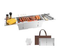 Uten Barbecue Pliable Portable, Barbecue au Charbon de bois, BBQ Camping | Acier Inoxydable, Sac de Rangement et Gants, Idéal pour le Jardin, la Plage, Camping, Randonnée, Pique-Niques et Voyages, M