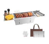 Uten Barbecue Pliable Portable, Barbecue au Charbon de bois, BBQ Camping | Acier Inoxydable, Sac de Rangement et Gants, Idéal pour le Jardin, la Plage, Camping, Randonnée, Pique-Niques et Voyages, S