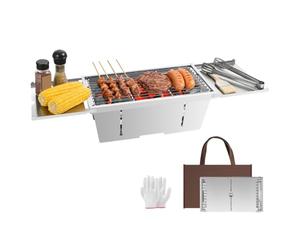 Uten Barbecue Pliable Portable, Barbecue au Charbon de bois, BBQ Camping | Acier Inoxydable, Sac de Rangement et Gants, Idéal pour le Jardin, la Plage, Camping, Randonnée, Pique-Niques et Voyages, S