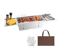 Uten Barbecue Pliable Portable, Barbecue au Charbon de bois en Acier Inoxydable, avec sac de rangement et gants, idéal pour le jardin, la plage, camping, randonnée, pique-niques et voyages