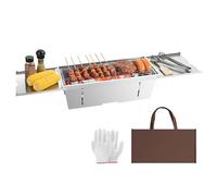 Uten Grill portable au charbon de bois, acier inoxydable, Avec plateau à condiments pliable, Idéal pour le camping, les pique-niques et les barbecues