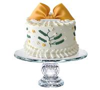 Uten Plateau Tournant à Gâteau, 10,7 in K5 Présentoir à Gâteau Cristal , Transparent Support a Gateau en Rond pour Fête d'anniversaire, Festival, Mariage, Buffet Evenement, Bord Rond Tournesol