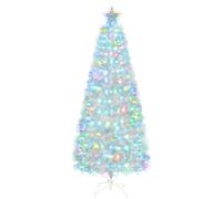 Uten Sapin de Noël Artificiel Blanc 150 cm, Lumineux LED Fibre Optique avec LED, Base métallique, 170 Branches en PVC, décorations de Noël
