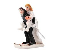 Uteruik Figurine de couple de skieurs pour gâteau de mariés et mariés