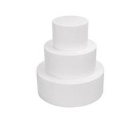 Uteruik Lot de Supports Faux Gâteaux Ronds 4/6/8 Pouces, Dummy Cake en Mousse Blanche pour Entraînement Fondant Glaçage Crème, Décoration et Présentation, Épaisseur env. 7 cm