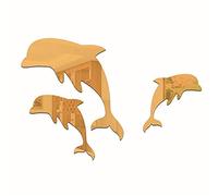 Uteruik Miroirs autocollants muraux en acrylique dauphin pour la maison, le salon, la chambre à coucher (couleur dorée)