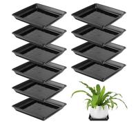 UTHCLO 10pcs Plateaux Carrés en Plastique Noir pour Pots de Fleurs, Protègent Les Surfaces et Maintiennent Le Niveau d'eau, pour Jardin Extérieur