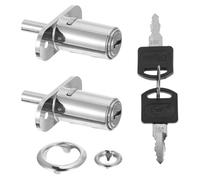 UTHCLO 2 Pièces Serrure de Meuble en Alliage de Zinc Argentée pour Tiroir et Porte Coulissante, Verrou à Piston Poussoir Facile à Installer pour Bureau et Armoire