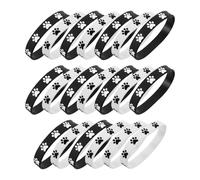 UTHCLO 48 Bracelets en Caoutchouc Élastiques Noirs Empreintes de Pattes Blanches pour Fêtes D'anniversaire Pratiques