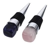 UTHCLO Bouchon de avec Fonction 2pcs de Conservation pour Prolongée de Vin Bouteille en Agate Naturelle Fête Rouge et Liqueur Usage Domestique