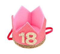 UTHCLO Couronne D'anniversaire Rose pour 18 en Papier Scintillant Bandeau Décoratif, pour Fête D'anniversaire et Séance Photo
