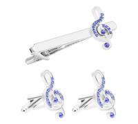 UTHCLO Set de Boutons de Manchette Note de Musique et Pince à Cravate en Alliage Argenté Élégant et Facile à Assortir le Travail pour Chemises Business Homme