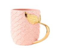 UTHCLO Tasse à Café Facile à Saisir en Céramique avec Poignée Queue de Sirène Dorée, Mug Vintage Présent Anniversaire ou Noël pour Boissons Chaudes et Froides