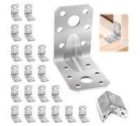 UTOCLEC Equerre Fixation Metal, 20 Pièces Equerres D'assemblage Renforcée 50 x 50 x 35 x 1.8 mm, Équerre Angle 90 Degrés Inox, Equerres de Coin Perforée, Connecteur Charge Lourde (Argent)