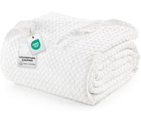 Utopia Bedding 100% Coton Gaufré Couverture (Blanc - 228x182 cm) | Plaid doux, léger et respirant, couverture d'été, idée cadeau déco pour hommes et femmes