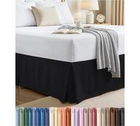 Utopia Bedding Cache-sommier avec volant froncé doux à quatre plis - Facile à installer avec une chute de 40,6 cm - Qualité hôtelière, résistant au rétrécissement et à la décoloration (grand lit, noir