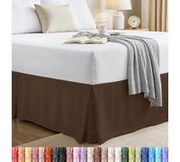 Utopia Bedding Cache-sommier double - Volant doux à quatre plis - Facile à installer avec une chute de 40,6 cm - Qualité hôtelière, résistant au rétrécissement et à la décoloration (grand lit, marron)