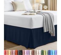 Utopia Bedding Cache-sommier Doux à Quatre Plis, Facile à Installer, retombée de 40,6 cm, résistant au rétrécissement et à la décoloration (très Grand lit, Bleu Marine)