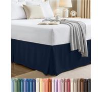 Utopia Bedding Cache-sommier Doux à Volants 4 Plis, Facile à Ajuster avec Un tombé sur Mesure de 41 cm, qualité hôtelière, résistant au rétrécissement et à la décoloration (lit Double, Bleu Marine)