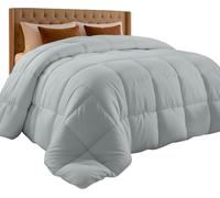 Utopia Bedding Couette 224 x 163 cm, pour lit 2 Personne, Couverture Blanc avec Onglets d'angle (Gris Clair)