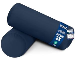 Utopia Bedding Coussin de Voyage Rond 15 x 40 cm (Lot de 2), Orieller de Traversin, Coussin décoratif (Marine)