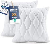 Utopia Bedding Coussins Matelassés 80 x 80 cm Lot de 2, Blanc | Oreillers Matelassés, Confort Doux et Moelleux, Polyvalents, Housse Matelassée Respirante, Conservent Leur Volume