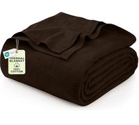Utopia Bedding Couverture 100% Coton pour Grand lit - 228,6 x 228,6 cm - Couverture Thermique légère, Douce et Respirante pour Toutes Les Saisons - Marron - 350 g/m²
