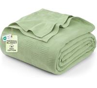 Utopia Bedding Couverture 100% Coton Vert Sauge [Queen Size - 228,6 x 228,6 cm] 350 g/m² - Couverture Thermique légère, Douce et Respirante pour Toutes Les Saisons