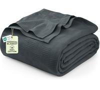 Utopia Bedding Couverture Thermique en Coton Dobby Weave Gris Fumée - Queen 228 x 228 cm - Thermique Léger - Respirant - Tissage Dobby