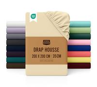 Utopia Bedding Drap Housse - Beige, 200 x 200 cm - Certifié Oeko-Tex - Bonnets 35 cm pour Matelas Épais - Polyester Microfibre Brossée