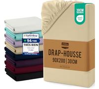 Utopia Bedding Drap Housse - Beige, 90 x 200 cm | Bonnets 30 cm pour Matelas Épais - Certifié Oeko-Tex - Polyester Microfibre Brossée