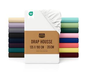 Utopia Bedding Drap Housse - Blanc, 135 x 190 cm - Certifié Oeko-Tex - Bonnets 35 cm pour Matelas Épais - Microfibre brossée