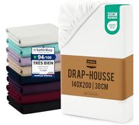 Utopia Bedding Drap Housse - Blanc, 140 x 200 cm | Bonnets 30 cm pour Matelas Épais - Certifié Oeko-Tex - Polyester Microfibre Brossée