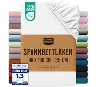 Utopia Bedding Drap Housse - Blanc, 90 x 190 cm | Certifié Oeko-Tex - Bonnets 35 cm pour Matelas Épais - Polyester Microfibre brossée
