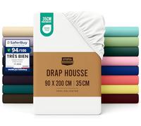 Utopia Bedding Drap Housse - Blanc, 90 x 200 cm - Certifié Oeko-Tex - Bonnets 35 cm pour Matelas Épais - Polyester Microfibre brossée
