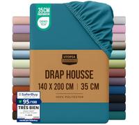 Utopia Bedding Drap Housse - Bleu Denim, 140 x 190/200 cm | Certifié Oeko-Tex - Bonnets 35 cm pour Matelas Épais - Polyester Microfibre brossée