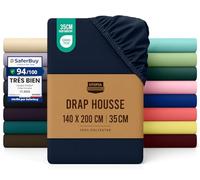 Utopia Bedding Drap Housse - Bleu Marine, 140 x 200 cm - Certifié Oeko-Tex - Bonnets 35 cm pour Matelas Épais - Polyester Microfibre Brossée