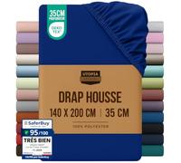 Utopia Bedding Drap Housse - Bleu Royal, 140 x 190/200 cm | Certifié Oeko-Tex - Bonnets 35 cm pour Matelas Épais - Polyester Microfibre brossée