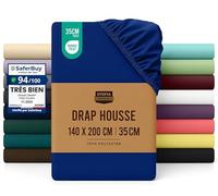 Utopia Bedding Drap Housse - Bleu Royal, 140 x 200 cm - Certifié Oeko-Tex - Bonnets 35 cm pour Matelas Épais - Polyester Microfibre Brossée