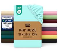 Utopia Bedding Drap Housse - Bleu Spa, 180 x 200 cm - Certifié Oeko-Tex - Bonnets 35 cm pour Matelas Épais - Polyester Microfibre Brossée