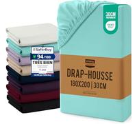 Utopia Bedding Drap Housse - Bleu Spa, 180 x 200 cm - Coupes de 30 cm pour Matelas épais - Certifié Oeko-Tex - Polyester Microfibre brossée